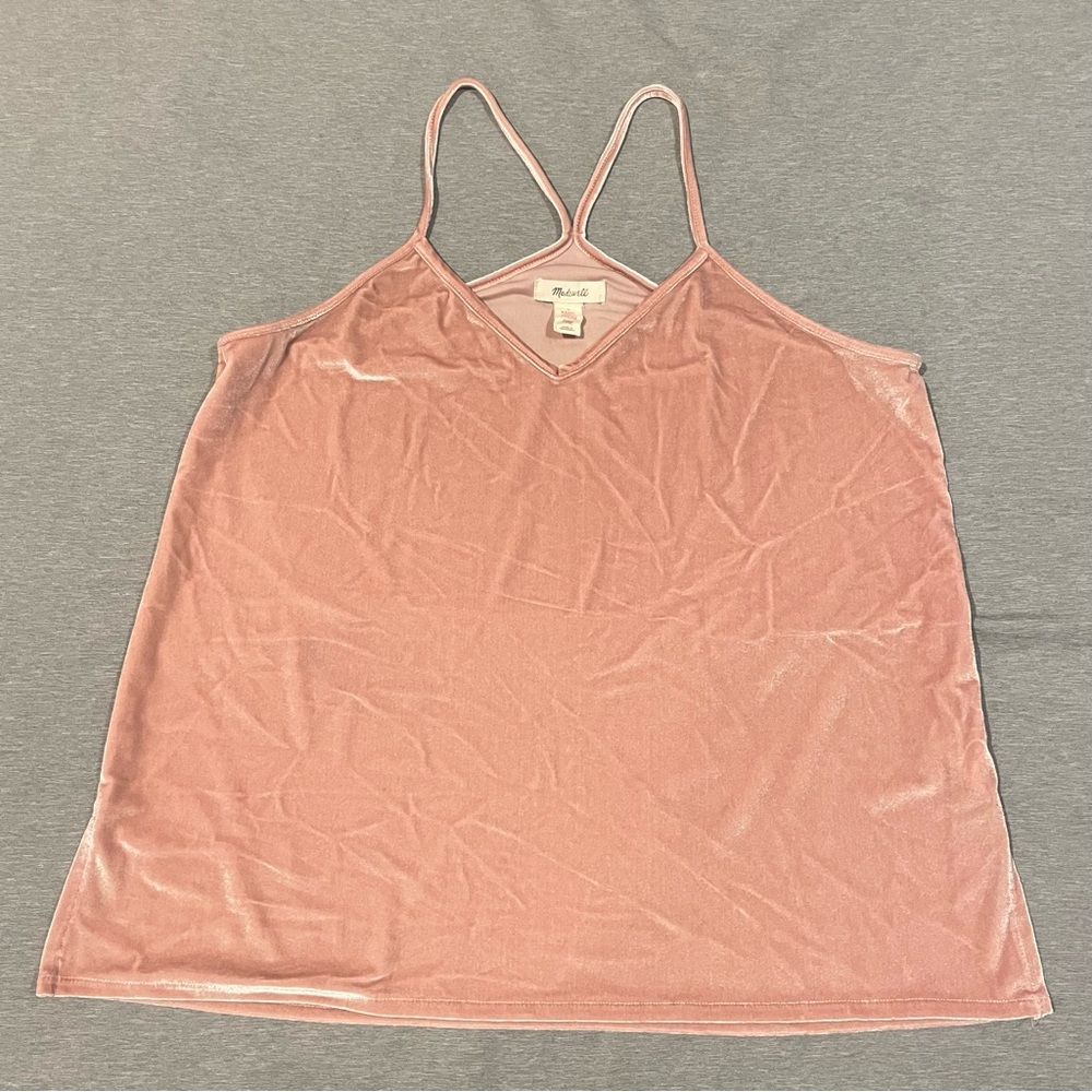 Madewell Light Pink Velvet Racerback Cami Top Medium Soft Shimmer Tank